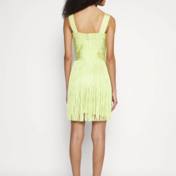 Hervé Léger - Fringed Recycled Bandage Mini Dress - Limoncello, Size Small [NEW] - Picture 3 of 4